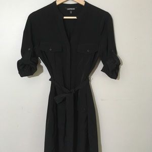 Express • Black Pocket Dress with Tie Band, XS